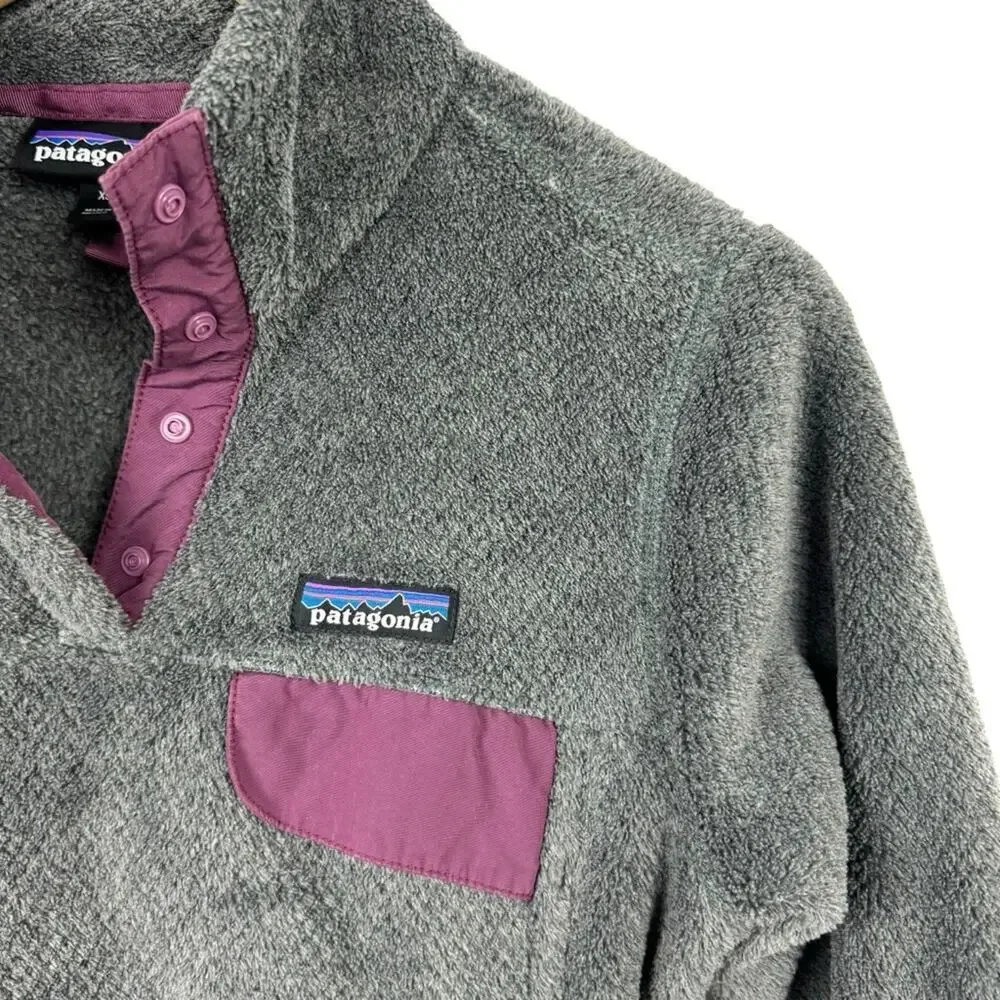Patagonia Re-Tool Snap-T Pullover Polartec Fleece Gray Magenta Women's XSmall